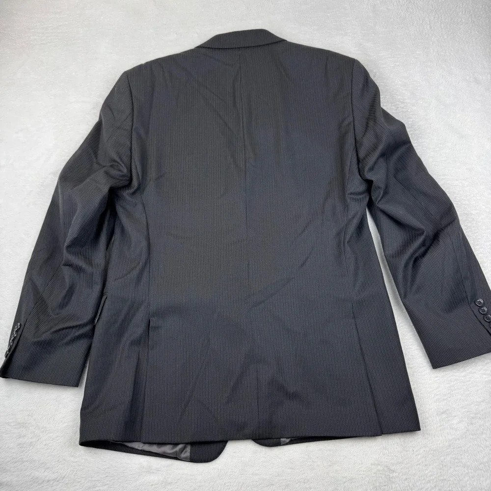 JOE Joseph Abboud Blazer Mens 40R Charcoal Grey Pinstripe 100% Wool Sport Coat